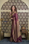 Shubh Lakshmi 2.0 ~ Handloom Banarasi Khaddi Crepe Georgette Silk Saree in Taupe Brown (Silk Mark Certified) - verymuchindian.com