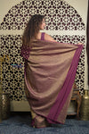 Shubh Lakshmi 2.0 ~ Handloom Banarasi Khaddi Crepe Georgette Silk Saree in Taupe Brown (Silk Mark Certified) - verymuchindian.com