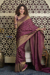 Shubh Lakshmi 2.0 ~ Handloom Banarasi Khaddi Crepe Georgette Silk Saree in Taupe Brown (Silk Mark Certified) - verymuchindian.com