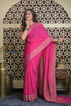 Shubh Lakshmi 2.0 ~ Handloom Banarasi Khaddi Georgette Silk Saree in Magenta Pink (Silk Mark Certified) - verymuchindian.com