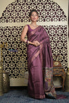 Shubh Lakshmi 2.0 ~ Handloom Dupion Silk Saree with Digital Print in Dark Maroon - verymuchindian.com