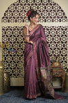 Shubh Lakshmi 2.0 ~ Handloom Dupion Silk Saree with Digital Print in Dark Maroon - verymuchindian.com