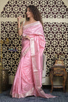 Shubh Lakshmi 2.0 ~ Handloom High Quality Pure Katan Silk Saree in Blush Pink (Silk Mark Certified) - verymuchindian.com