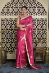 Shubh Lakshmi 2.0 ~ Handloom High Quality Pure Katan Silk Saree in Magenta Pink (Silk Mark Certified) - verymuchindian.com