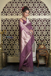 Shubh Lakshmi 2.0 ~ Handloom High Quality Pure Katan Silk Saree in Rose Violet (Silk Mark Certified) - verymuchindian.com
