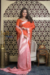 Shubh Lakshmi 2.0 ~ Handloom High Quality Pure Kota Silk Saree in Cerulean Red (Silk Mark Certified) - verymuchindian.com