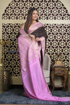 Shubh Lakshmi 2.0 ~ Handloom High Quality Pure Mysore Silk Saree in Dark Brown (Silk Mark Certified) - verymuchindian.com