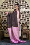 Shubh Lakshmi 2.0 ~ Handloom High Quality Pure Mysore Silk Saree in Dark Brown (Silk Mark Certified) - verymuchindian.com