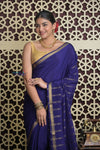 Shubh Lakshmi 2.0 ~ Handloom High Quality Pure Mysore Silk Saree in Royal Blue( Silk Mark Certified) - verymuchindian.com
