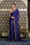 Shubh Lakshmi 2.0 ~ Handloom High Quality Pure Mysore Silk Saree in Royal Blue( Silk Mark Certified) - verymuchindian.com