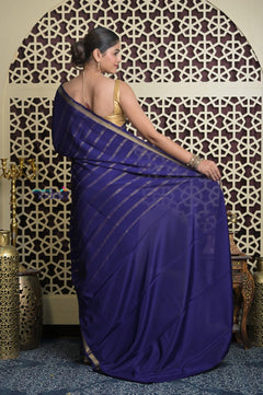 Shubh Lakshmi 2.0 ~ Handloom High Quality Pure Mysore Silk Saree in Royal Blue( Silk Mark Certified) - verymuchindian.com