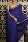 Shubh Lakshmi 2.0 ~ Handloom High Quality Pure Mysore Silk Saree in Royal Blue( Silk Mark Certified) - verymuchindian.com