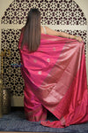 Shubh Lakshmi 2.0 ~ Handloom High Quality Pure Silk Dupion Saree in Dawn Light Pink(Silk Mark Certified) - verymuchindian.com