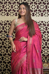 Shubh Lakshmi 2.0 ~ Handloom High Quality Pure Silk Dupion Saree in Dawn Light Pink(Silk Mark Certified) - verymuchindian.com
