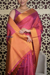 Shubh Lakshmi 2.0 ~ Handloom High Quality Pure Silk Saree in Dark Pink and Gold (Silk Mark Certified) - verymuchindian.com