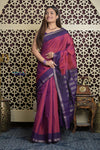 Shubh Lakshmi 2.0 ~ Handloom High Quality Pure Silk Saree in Maroon and Purple (Silk Mark Certified) - verymuchindian.com