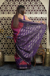 Shubh Lakshmi 2.0 ~ Handloom High Quality Pure Silk Saree in Maroon and Purple (Silk Mark Certified) - verymuchindian.com
