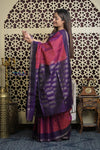 Shubh Lakshmi 2.0 ~ Handloom High Quality Pure Silk Saree in Maroon and Purple (Silk Mark Certified) - verymuchindian.com