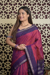 Shubh Lakshmi 2.0 ~ Handloom High Quality Pure Silk Saree in Maroon and Purple (Silk Mark Certified) - verymuchindian.com