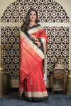 Shubh Lakshmi 2.0 ~ Handloom High Quality Pure Silk Saree in Red and Black (Silk Mark Certified) - verymuchindian.com