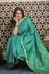 Shubh Lakshmi 2.0 ~ Handloom High Quality Pure Silk Saree in Sea Green (Silk Mark Certified) - verymuchindian.com