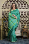 Shubh Lakshmi 2.0 ~ Handloom High Quality Pure Silk Saree in Sea Green (Silk Mark Certified) - verymuchindian.com
