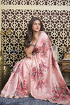 Shubh Lakshmi 2.0 ~ Handloom High Quality Pure Silk Saree with Digital Print in Blush Pink (Silk Mark Certified) - verymuchindian.com