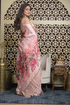 Shubh Lakshmi 2.0 ~ Handloom High Quality Pure Silk Saree with Digital Print in Blush Pink (Silk Mark Certified) - verymuchindian.com