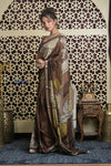 Shubh Lakshmi 2.0 ~ Handloom High Quality Pure Silk Saree with Digital Print in Dark Brown - verymuchindian.com