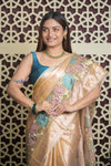 Shubh Lakshmi 2.0 ~ Handloom High Quality Pure Silk Tissue Saree in Champagne Gold (Silk Mark Certified) - verymuchindian.com