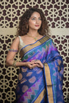 Shubh Lakshmi 2.0 ~ Handloom High Quality Pure Soft Silk Patola Saree in Delight Blue - verymuchindian.com