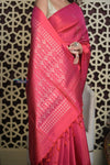 Shubh Lakshmi 2.0 ~ Handloom High Quality Pure Soft Silk Saree in Dual Tone Red Pink (Silk Mark Certified) - verymuchindian.com