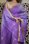 Shubh Lakshmi 2.0 ~ Handloom High Quality Pure Soft Silk Saree in Lilac and Purple (Silk Mark Certified) - verymuchindian.com