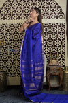 Shubh Lakshmi 2.0 ~ Handloom High Quality Pure Soft Silk Saree in Marine Blue (Silk Mark Certified) - verymuchindian.com