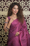 Shubh Lakshmi 2.0 ~ Handloom High Quality Pure Soft Silk Saree in Maroon Pink and Ocean Blue (Silk Mark Certified) - verymuchindian.com
