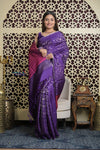 Shubh Lakshmi 2.0 ~ Handloom High Quality Pure Soft Silk Saree in Purple and Pink (Silk Mark Certified) - verymuchindian.com