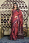 Shubh Lakshmi 2.0 ~ Handloom High Quality Pure Soft Silk Saree in Red and Maroon (Silk Mark Certified) - verymuchindian.com