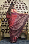 Shubh Lakshmi 2.0 ~ Handloom High Quality Pure Soft Silk Saree in Red and Maroon (Silk Mark Certified) - verymuchindian.com