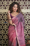 Shubh Lakshmi 2.0 ~ Handloom High Quality Pure Soft Silk Saree in Shades of Mauve Pink and Purple (Silk Mark Certified) - verymuchindian.com