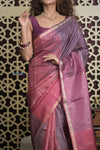 Shubh Lakshmi 2.0 ~ Handloom High Quality Pure Soft Silk Saree in Shades of Mauve Pink and Purple (Silk Mark Certified) - verymuchindian.com