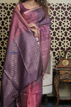Shubh Lakshmi 2.0 ~ Handloom High Quality Pure Soft Silk Saree in Shades of Mauve Pink and Purple (Silk Mark Certified) - verymuchindian.com