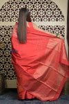 Shubh Lakshmi 2.0 ~ Handloom High Quality Pure Soft Silk Saree in Shades of Red (Silk Mark Certified) - verymuchindian.com