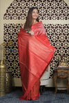 Shubh Lakshmi 2.0 ~ Handloom High Quality Pure Soft Silk Saree in Shades of Red (Silk Mark Certified) - verymuchindian.com