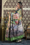 Shubh Lakshmi 2.0 ~ Handloom High Quality Pure Tussar Silk Saree with Digital Print in Ocean Blue - verymuchindian.com