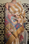 Shubh Lakshmi 2.0 ~ Handloom Pure Dupion Silk Saree with Digital Print in Mustard Yellow - verymuchindian.com
