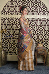 Shubh Lakshmi 2.0 ~ Handloom Pure Dupion Silk Saree with Digital Print in Mustard Yellow - verymuchindian.com