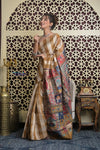 Shubh Lakshmi 2.0 ~ Handloom Pure Dupion Silk Saree with Digital Print in Mustard Yellow - verymuchindian.com