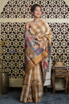 Shubh Lakshmi 2.0 ~ Handloom Pure Dupion Silk Saree with Digital Print in Mustard Yellow - verymuchindian.com