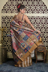 Shubh Lakshmi 2.0 ~ Handloom Pure Dupion Silk Saree with Digital Print in Mustard Yellow - verymuchindian.com