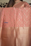 Shubh Lakshmi 2.0 ~ Handloom Pure Mysore Silk Crepe Saree in Peach (Silk Mark Certified) - verymuchindian.com